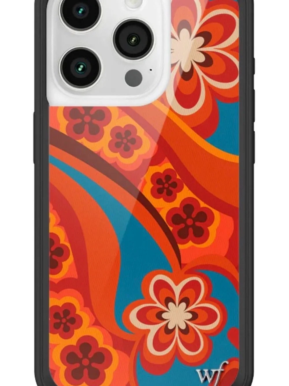 Wildflowers iPhone 15 Pro Case - Orange, Brown & Turquoise Floral Retro Print